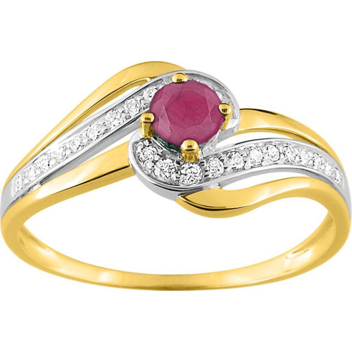 Bague Rubis en Or 375/1000 & Oxyde de zirconium