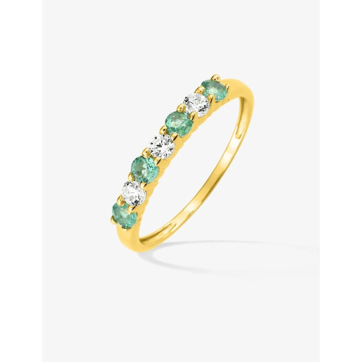 Bague Emeraude en Or 375/1000 et Oxyde de zirconium