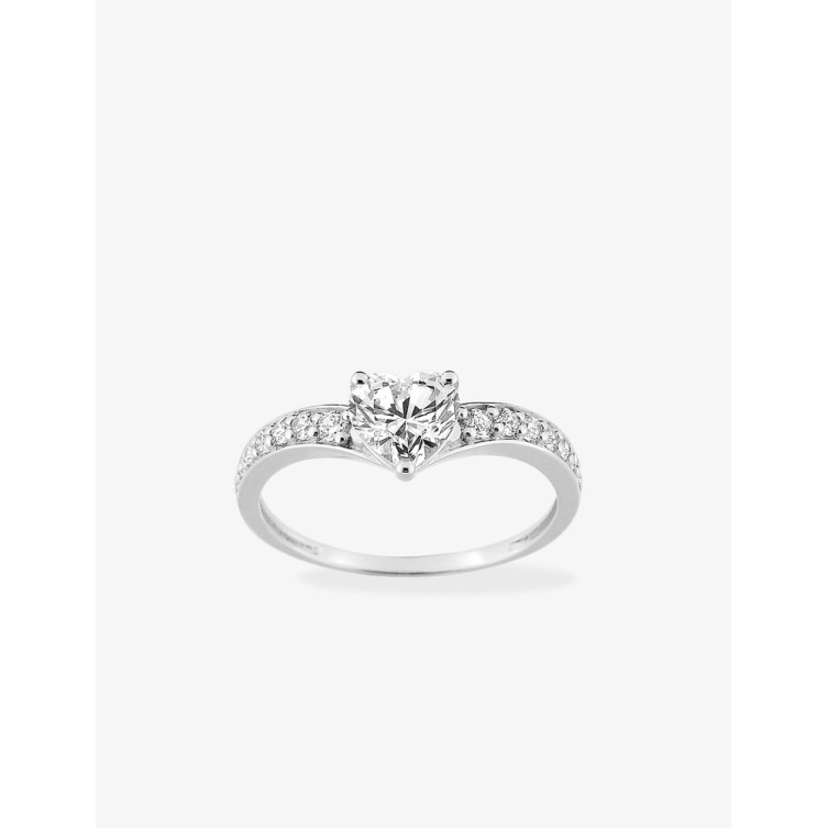 Bague Cœur en Or blanc 375/1000 & Oxyde de zirconium