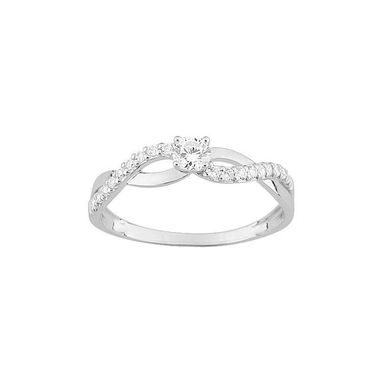 Bague entrelacée en Or blanc 375/1000 & Oxyde de zirconium