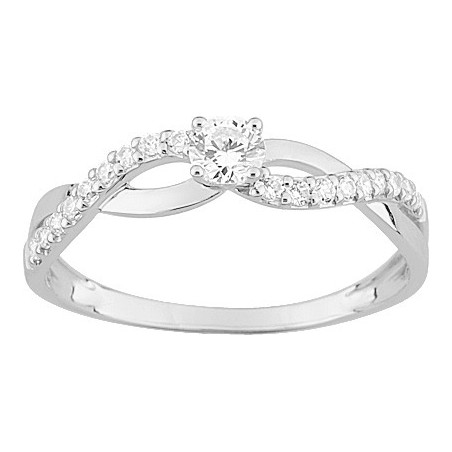 Bague entrelacée en Or blanc 375/1000 & Oxyde de zirconium