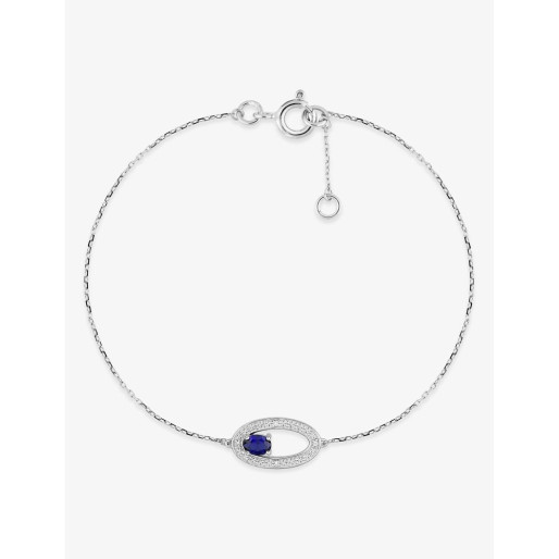 Bracelet ovale en Or 375/1000, Diamant & Saphir