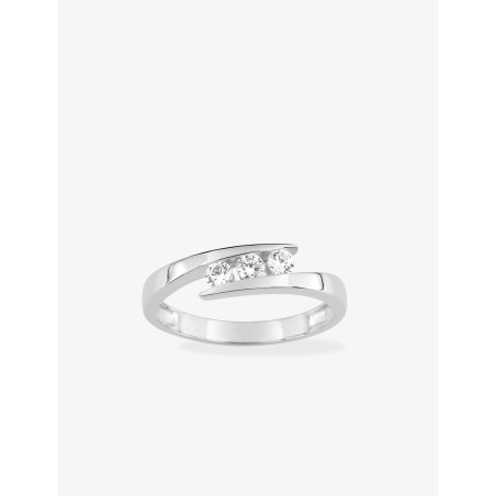 Bague Trilogie en Or blanc 375/1000 & Oxyde de zirconium
