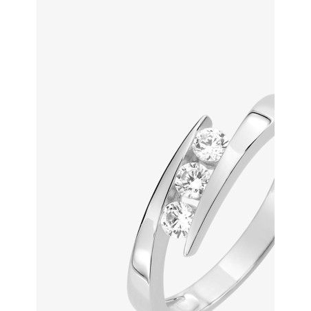Bague Trilogie en Or blanc 375/1000 & Oxyde de zirconium