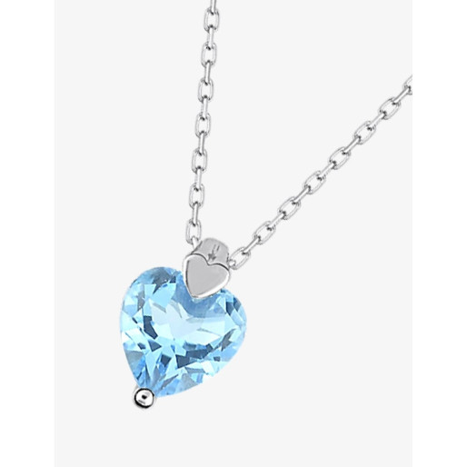 Collier Cœur en Or blanc 375/1000 & Topaze