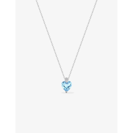 Collier Cœur en Or blanc 375/1000 & Topaze