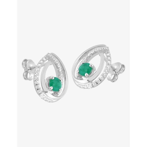 Boucles d'oreilles en Or blanc 375/1000 & Emeraude