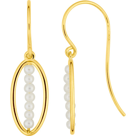 Boucles d'oreilles pendante en Or 375/1000 & Perles d'eau douce