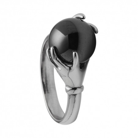 Bague "Hélicé" en Argent & Hématite