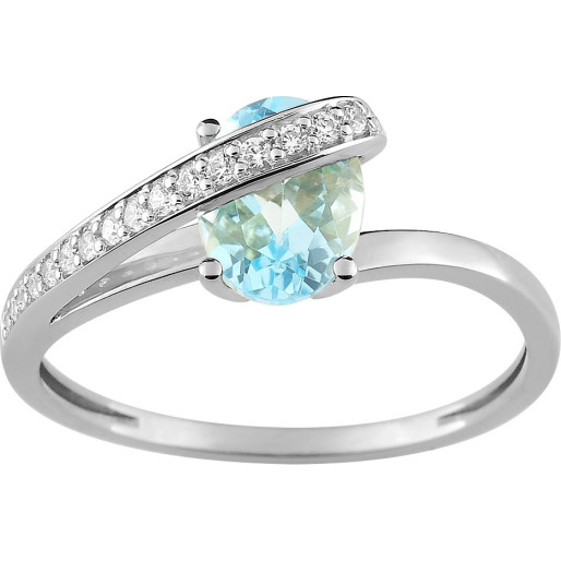 Bague en Or blanc 18 ct et Aigue-marine