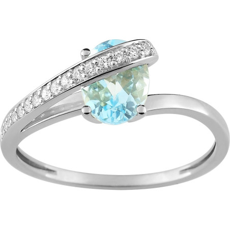 Bague en Or blanc 18 ct et Aigue-marine