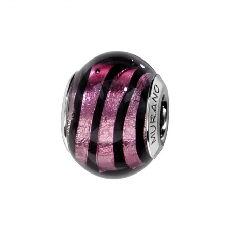 Charms en Argent & Murano violet filet noir