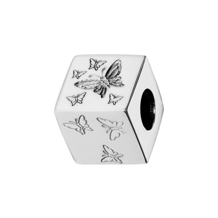 Charms cube Papillons en Argent 925