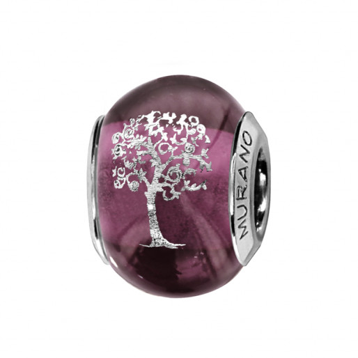 Charms Arbre de vie en Argent & Murano violet