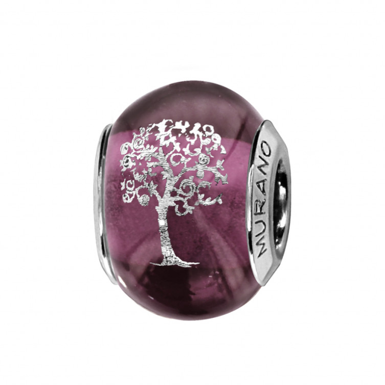 Charms Arbre de vie en Argent & Murano violet