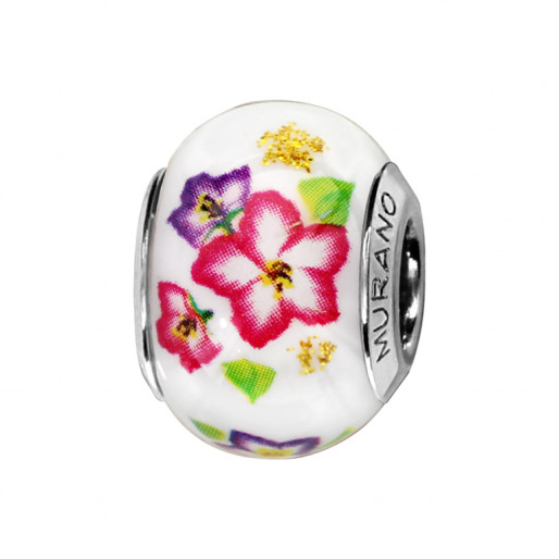 Charms fleurs en Argent & Murano