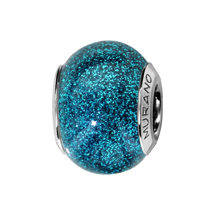 Charms bleu en Argent & Murano