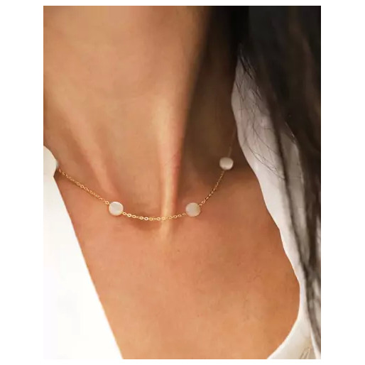 Collier pastille en Nacre & Or 750/1000 (18k)