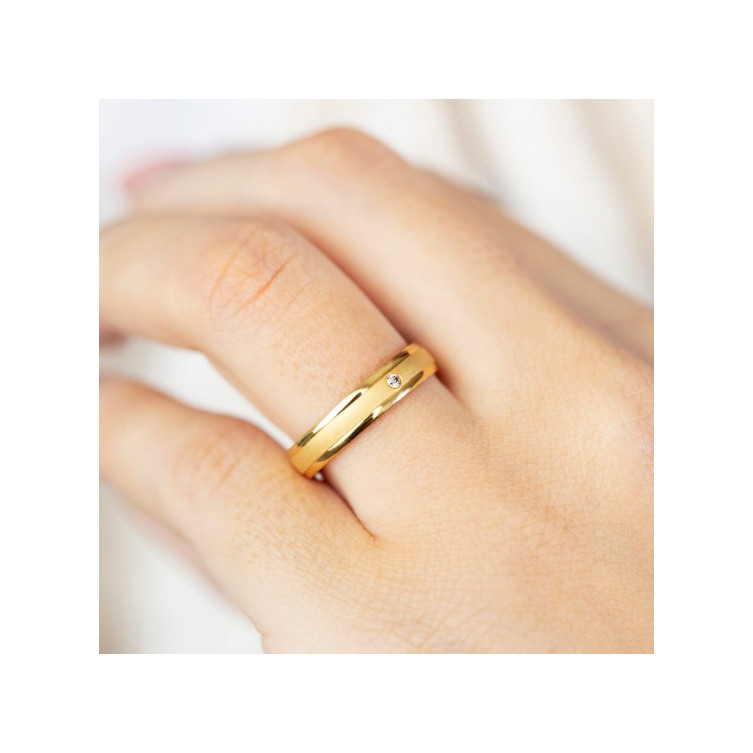 Alliance en Or jaune et Diamant 9k Ou 18k