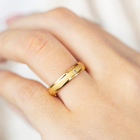 Alliance en Or jaune et Diamant 9k Ou 18k