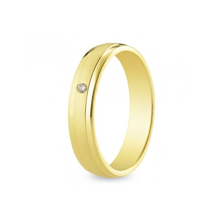 Alliance en Or jaune et Diamant 9k Ou 18k