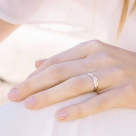 Alliance en Or 18k Blanc & Rose