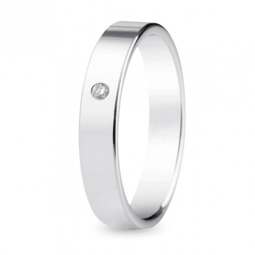 Alliance Ruban en Or blanc 18k et Diamant