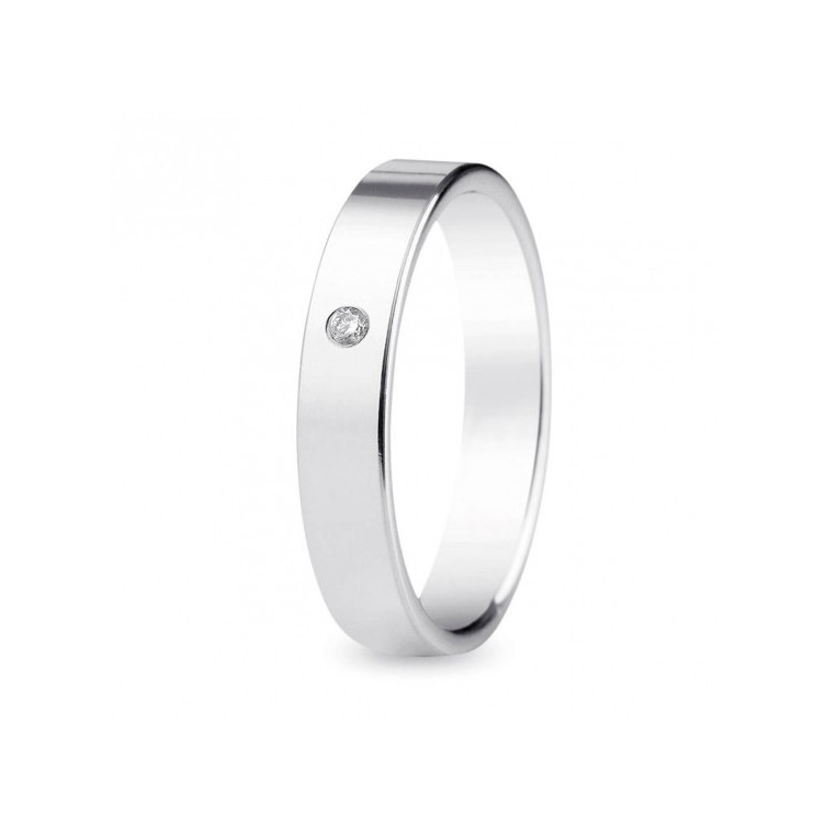 Alliance Ruban en Or blanc 18k et Diamant