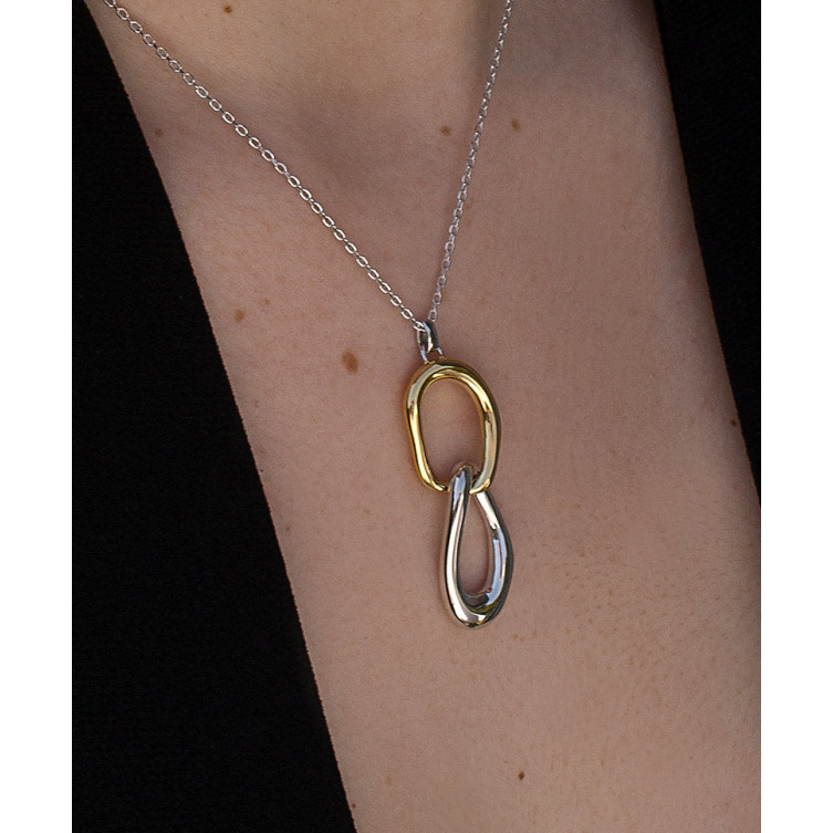 Collier Double Anneau en Argent & Argent doré - Line Argent