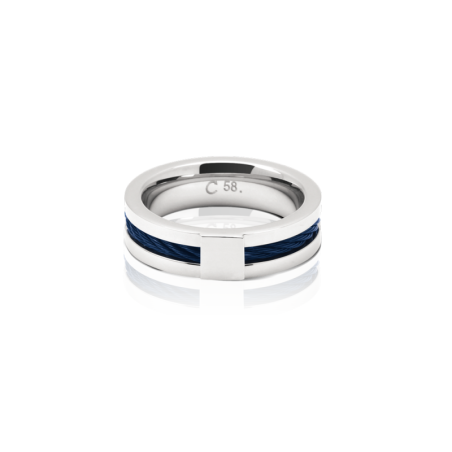Bague CABESTAN Acier & câble Bleu