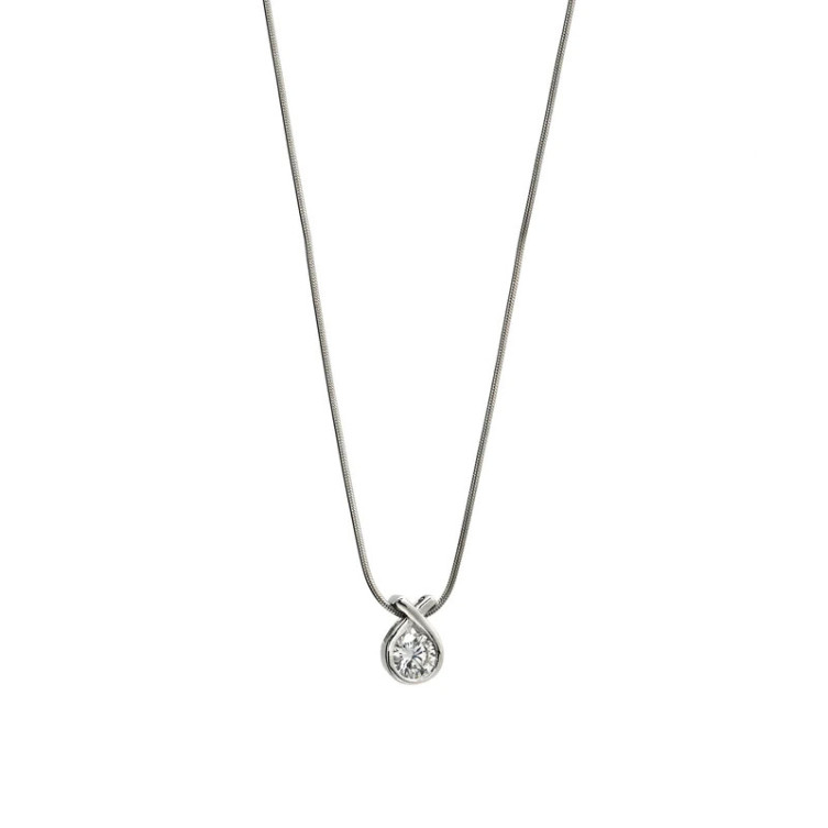 Collier Solitaire en Argent & Oxydes - Line Argent