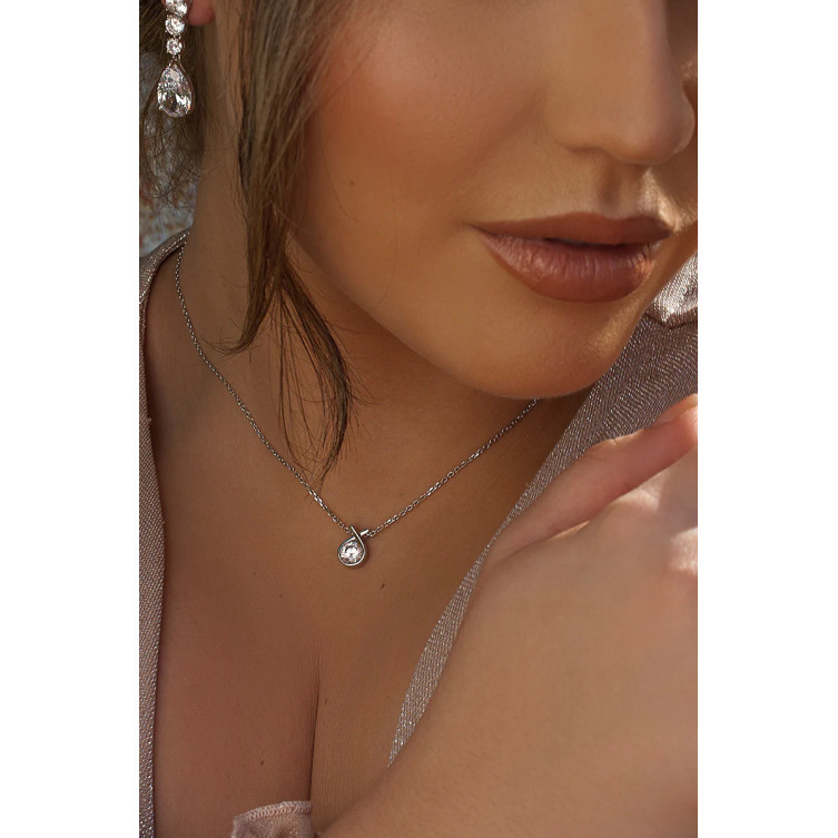 Collier Solitaire en Argent & Oxydes - Line Argent