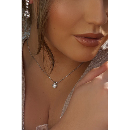 Collier Solitaire en Argent & Oxydes - Line Argent