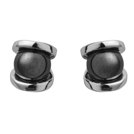 Puces d'oreilles "ATLAS" en Argent & Hématite