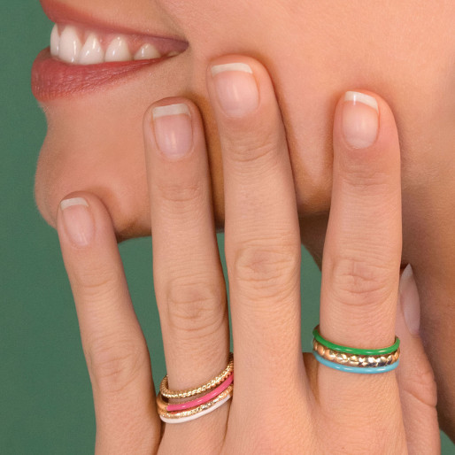 Bague "Serena" Laque verte & Plaqué or