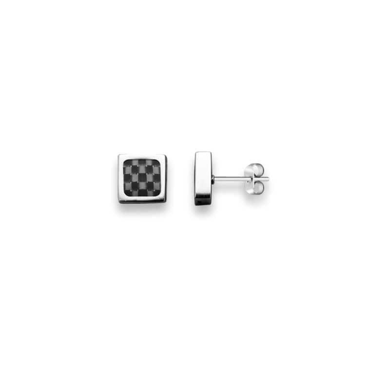 Boucles d'oreilles "MERCURY" en Acier & Carbone