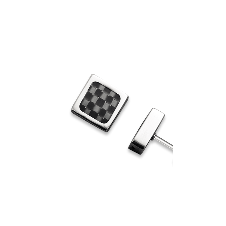 Boucles d'oreilles "MERCURY" en Acier & Carbone