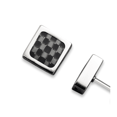 Boucles d'oreilles "MERCURY" en Acier & Carbone
