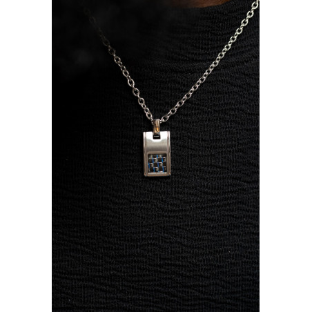 Collier "SEVERIN" en Acier & Carbone bleu