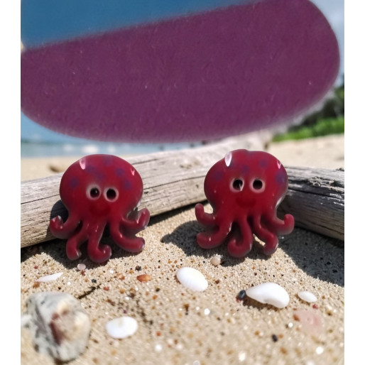 Boucles d'oreille Pieuvre en Argent 925 rh