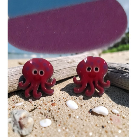 Boucles d'oreille Pieuvre en Argent 925 rh