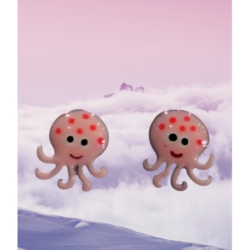 Boucles d'oreilles Pieuvre en Argent 925 Rh