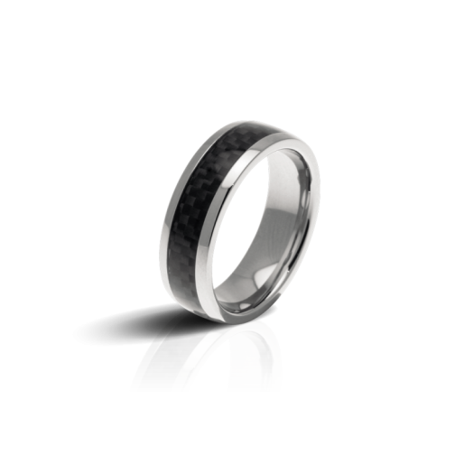 Bague "Hybrid" en Acier & Carbone