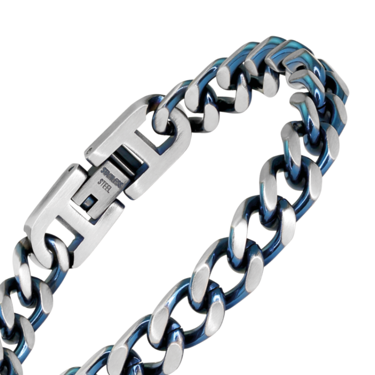 Bracelet "Dandy" en Acier bicolore bleu