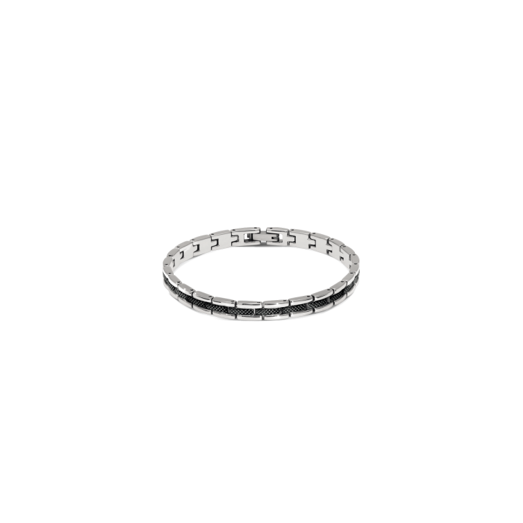 Bracelet "Santorin" en Acier Bicolore PVD Noir