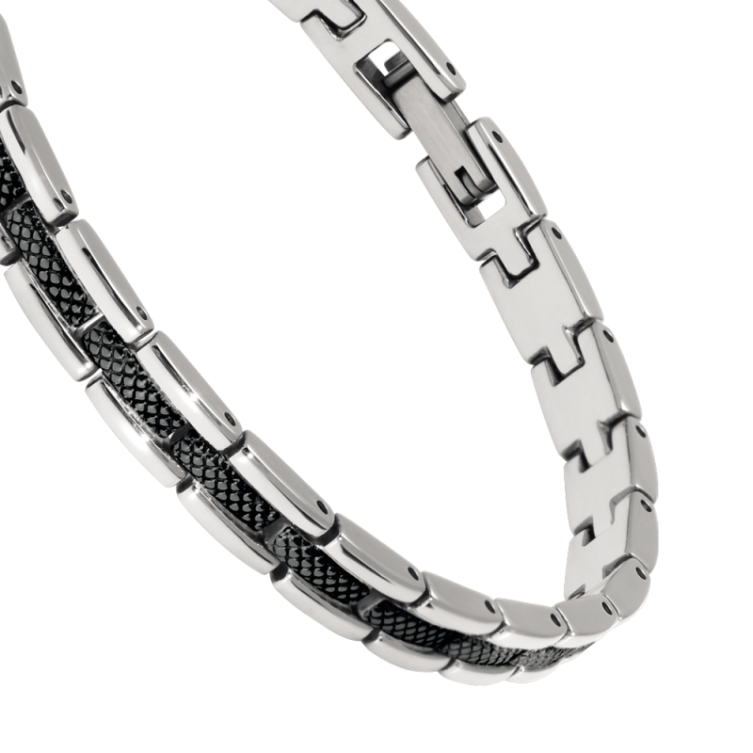 Bracelet "Santorin" en Acier Bicolore PVD Noir