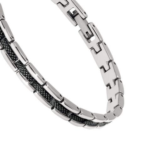 Bracelet "Santorin" en Acier Bicolore PVD Noir