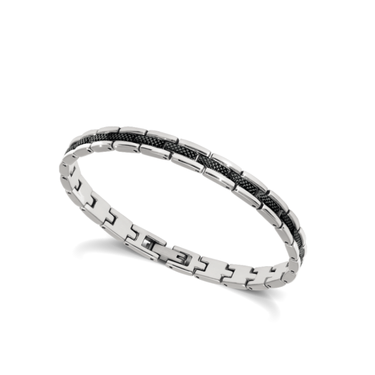 Bracelet "Santorin" en Acier Bicolore PVD Noir