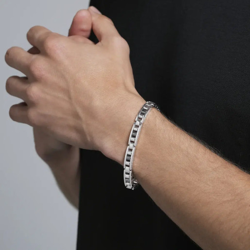 Bracelet "ROMEO" en Acier & Céramique noir