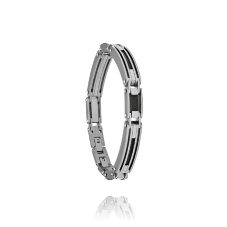 Bracelet "METOR" en Acier & Carbone